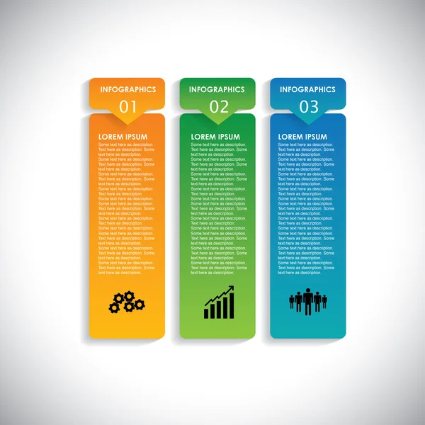 Etiquetas de colores con secuencia de pasos - vectores prohibición de infografía — Vector de stock