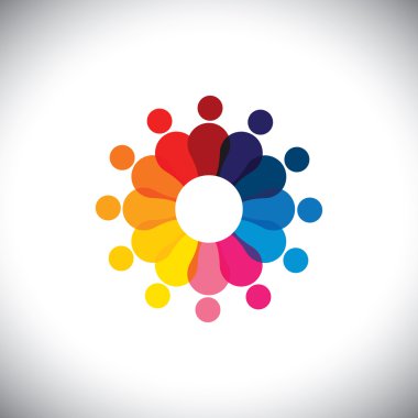 soyut renkli daire içinde çocukların okula birlikte - v oynama