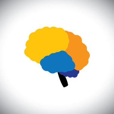 vector icon of creative, brilliant & colorful painted brain clipart