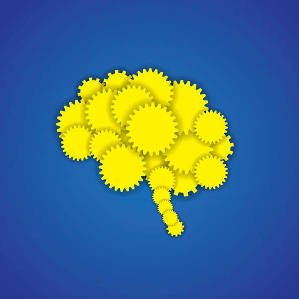 Concept vector icon of creative brain or mind with gears — Stock Vector