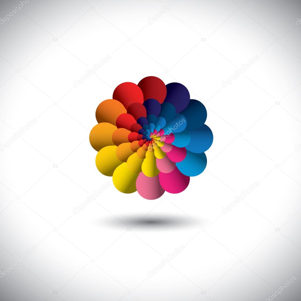 Vector icon of infinite spiral of colorful flower petals