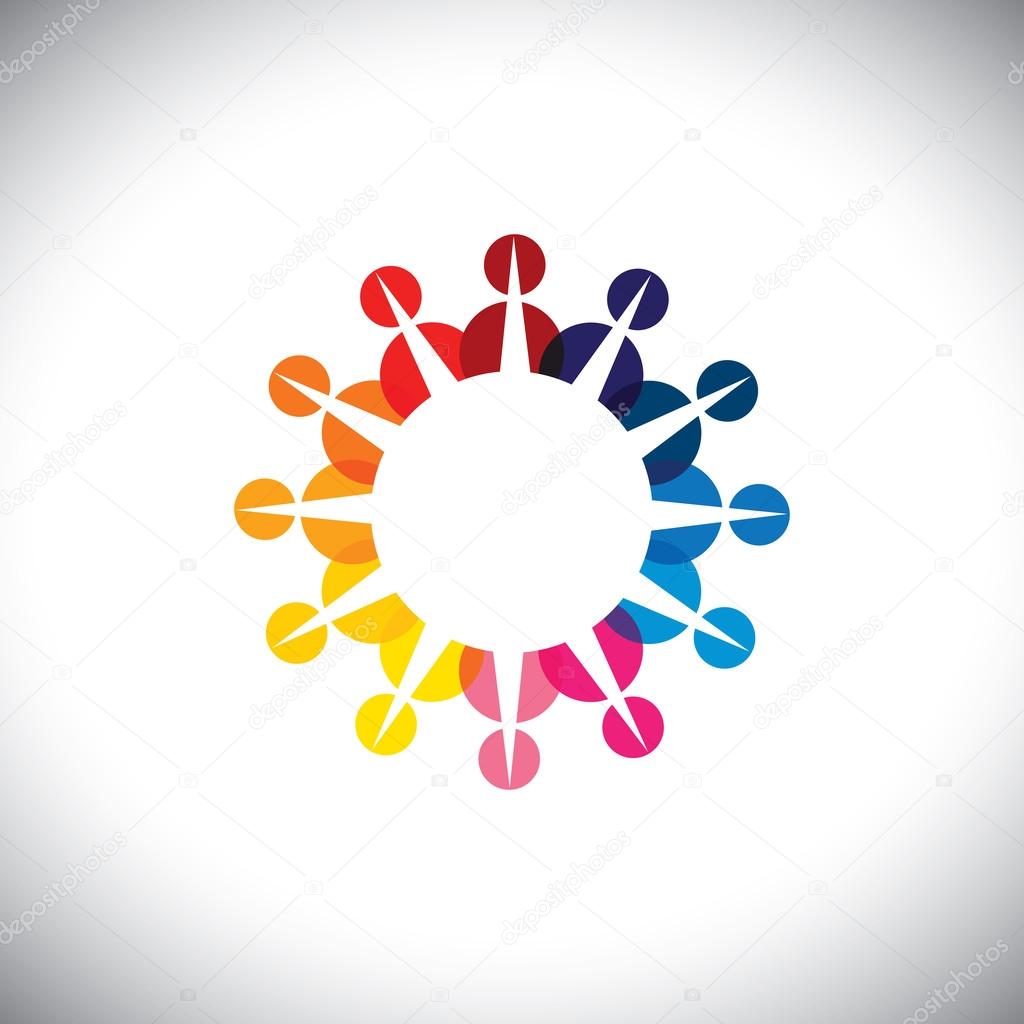 Concept vector graphic - colorful people icons together as commu