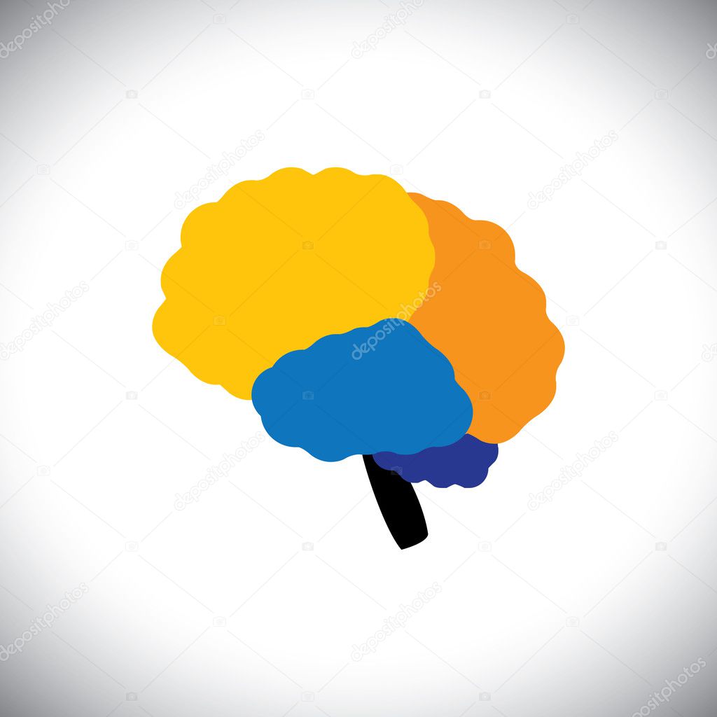 vector icon of creative, brilliant & colorful painted brain