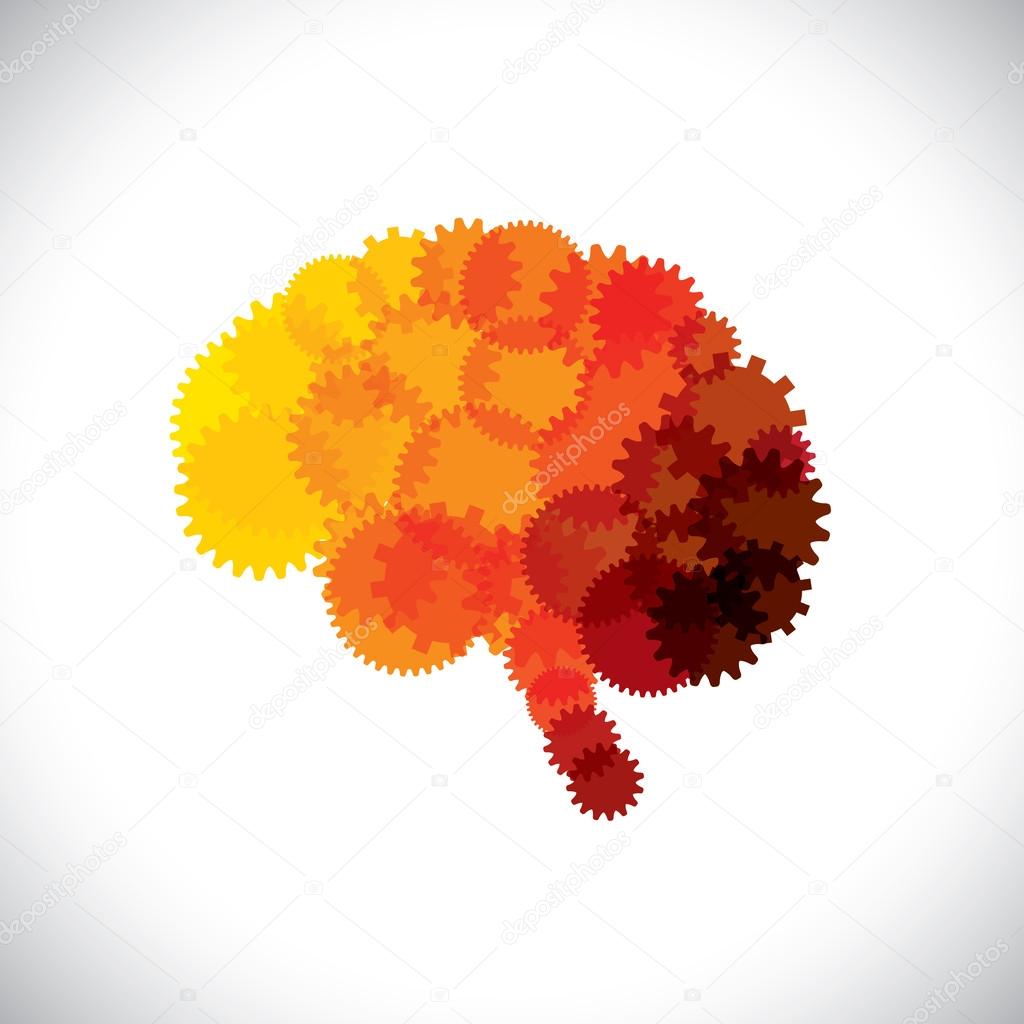 concept vector icon of abstract brain or mind with cogwheels