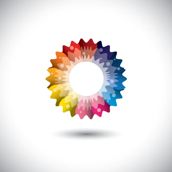 Icono vectorial de pétalos de flores de colores brillantes en primavera — Vector de stock