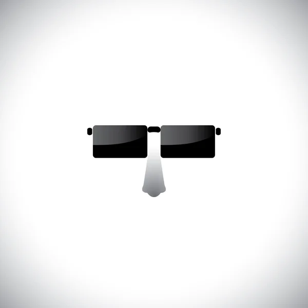 Mirada nerd geeky con gafas retro con estilo - icono de vector . — Vector de stock