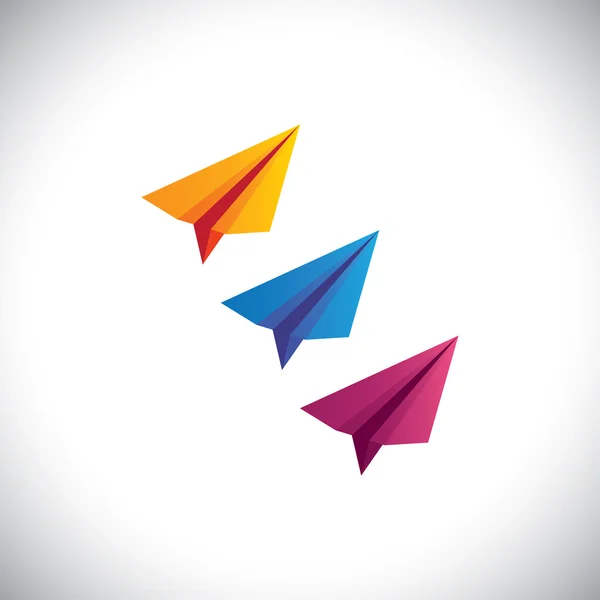 Colorful paper plane vector icons - origami style — Stock Vector