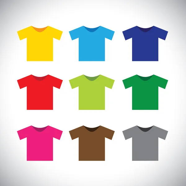 Kolorowe koszulki wektorowe ikony — Wektor stockowy