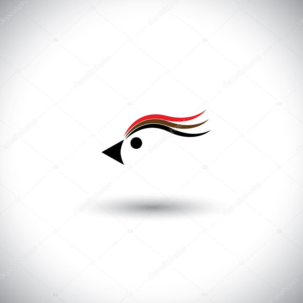 bird head vector with lovely colorful feathers, eyes & beak.