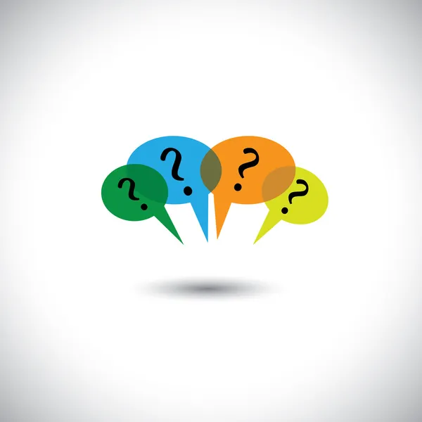 kavram vektör insanlar sohbet - birçok konuşma kabarcıklar & sorular.