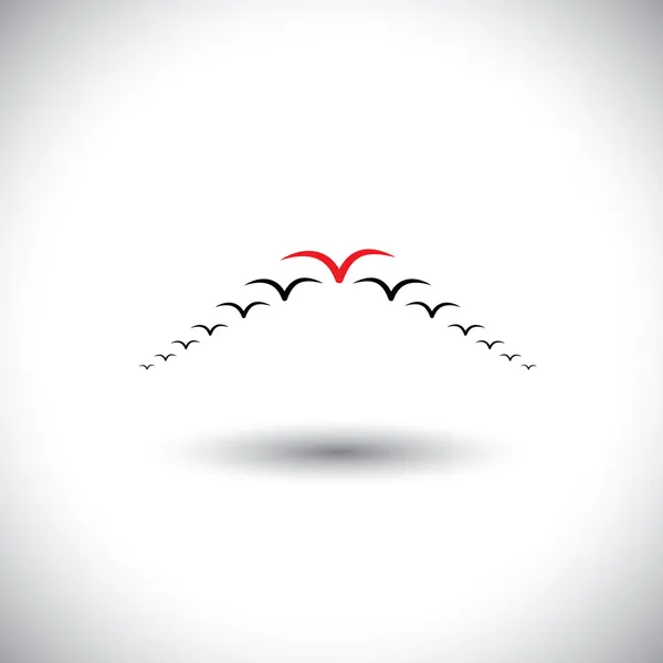 liderlik kavramı vektör - ok oluşturan uçan kuşlar