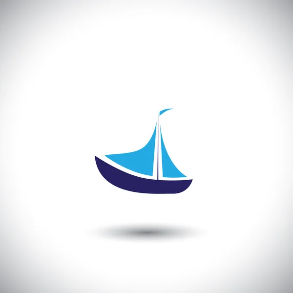 Boat vector icon - fishing boat on blue ocean waters — Stock Vector