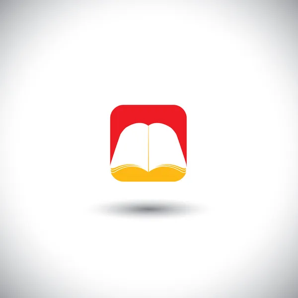 Ícone de vetor conceito - símbolo de livro em cores vermelhas e amarelas — Vetor de Stock