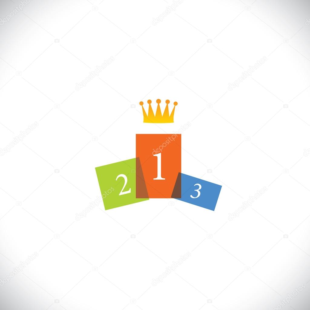 abstract colorful podium icon with crown - success vector concep