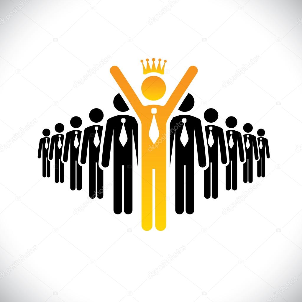 corporate employee beating competition - success vector concept