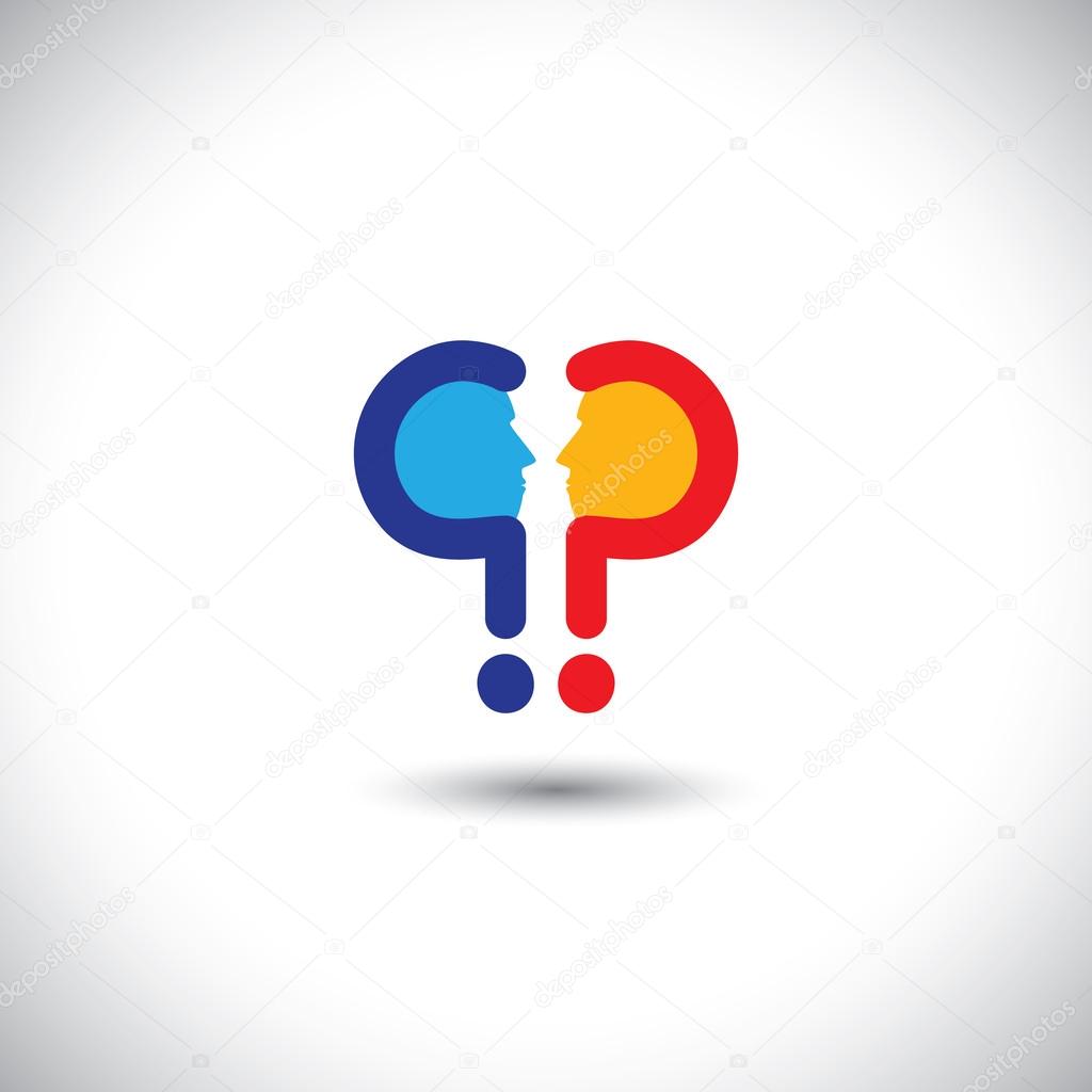 abstract colorful people icons as questions - concept vector