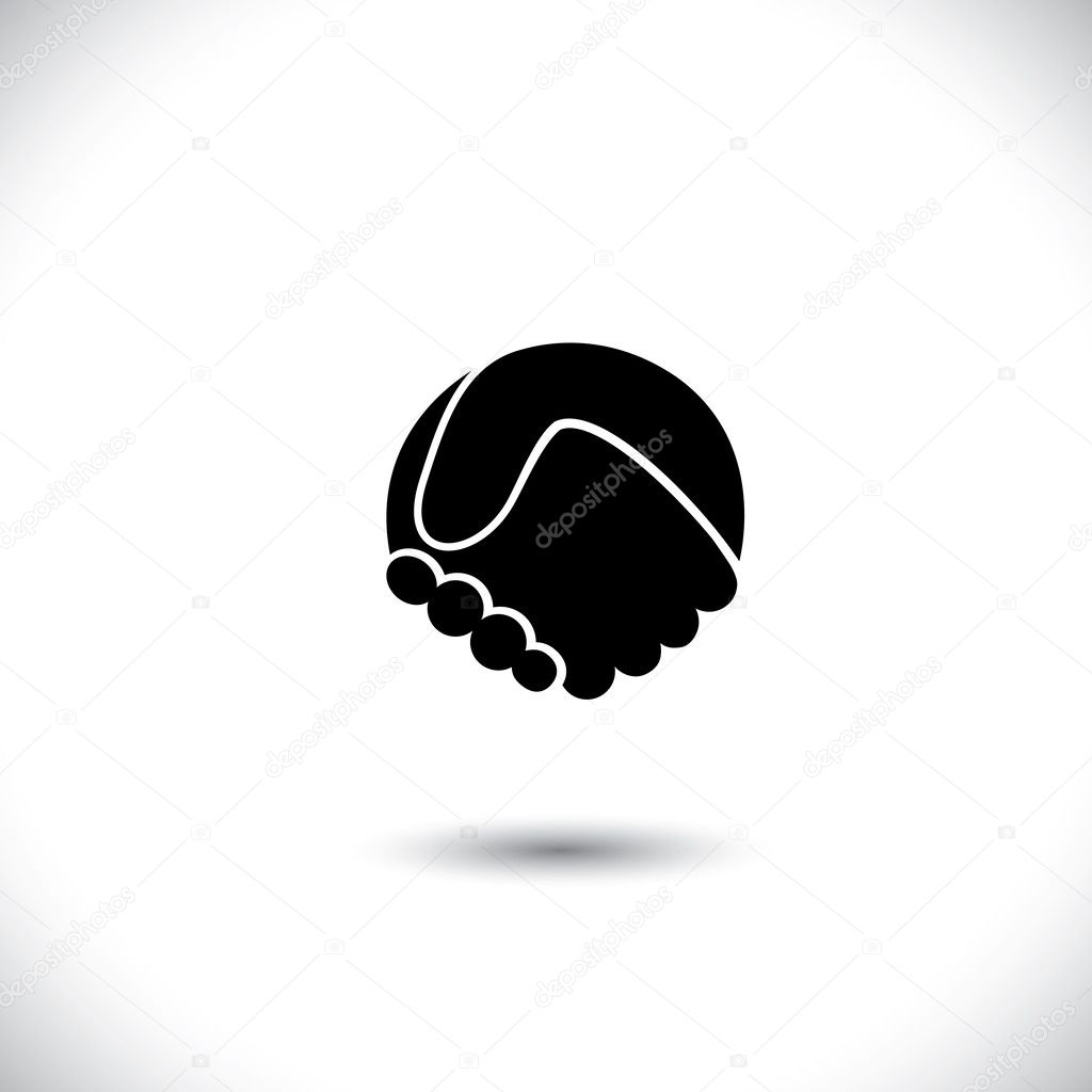 Concept vector graphic icon - abstract hand shake silhouette