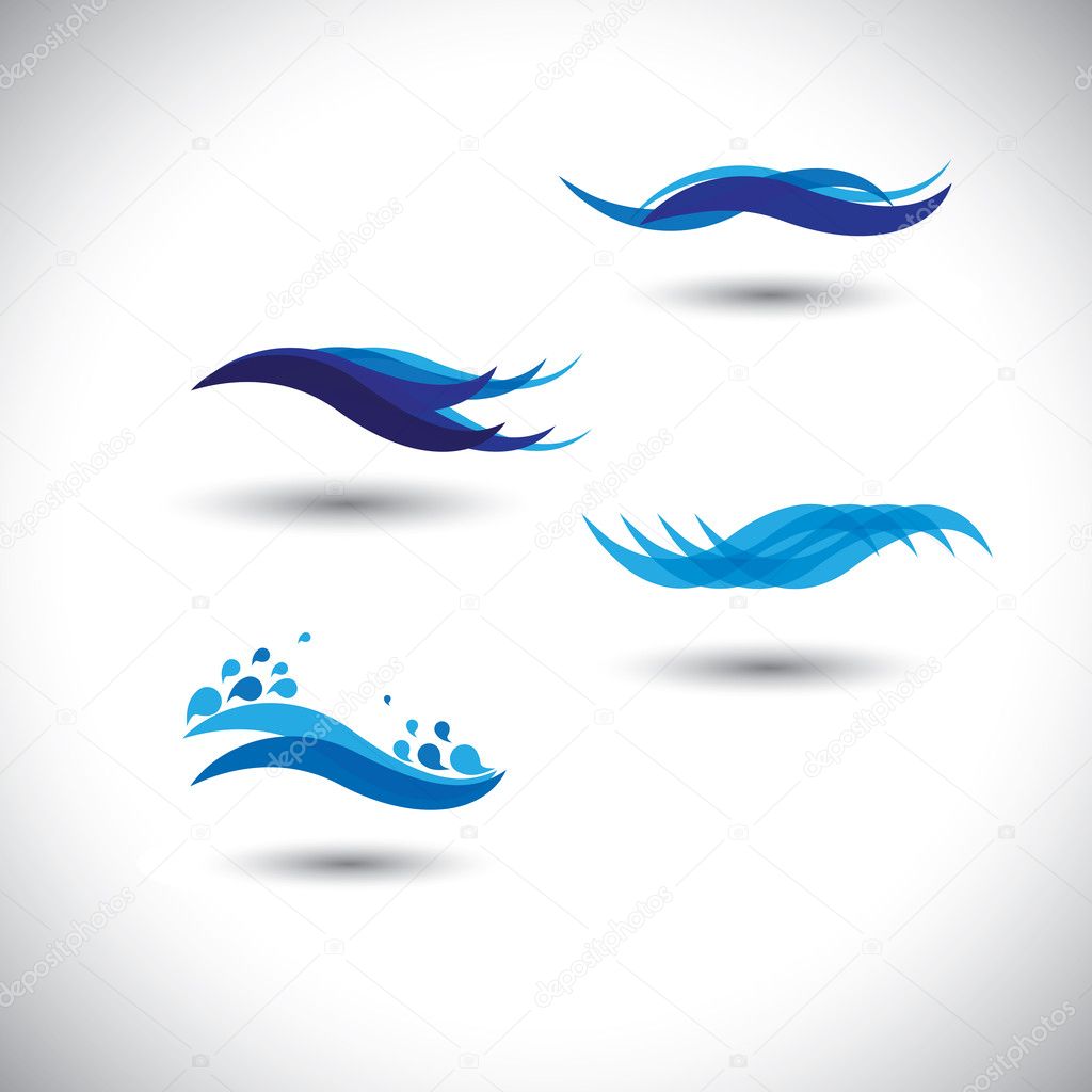 water concept vector - set of flowing blue wave lines