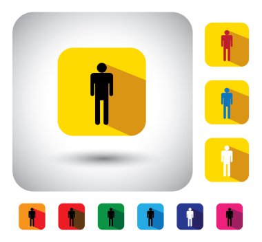 kişi veya kişiler düğmesini - düz tasarım vektör simgesi imzalamak