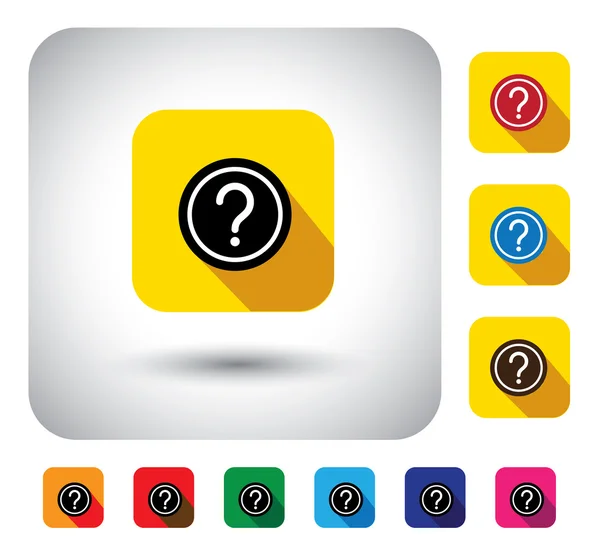 Question mark sign on button - flat design vector icon — Stock Vector