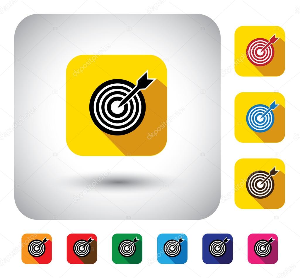 Target or aim sign on button - flat design vector icon