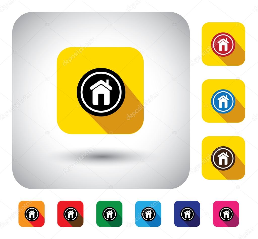house or home sign on button - flat design vector icon