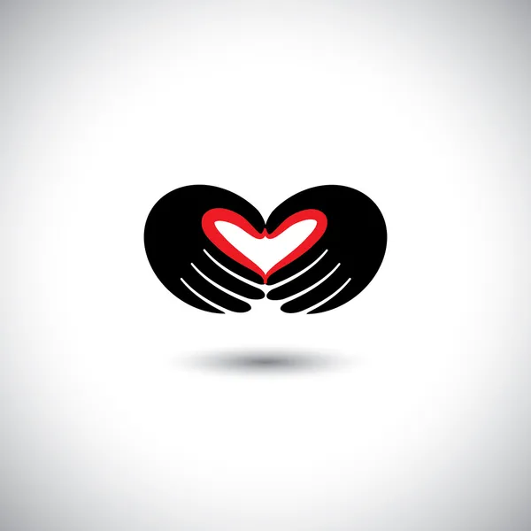 Lidé v lásce pojem vektoru - tvaru srdce od rukou dvou PE — Stockový vektor
