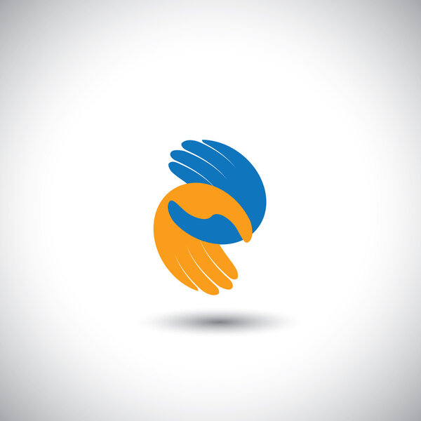 руки вместе - концептуальный вектор поддержки, заботы, любви и друзей
