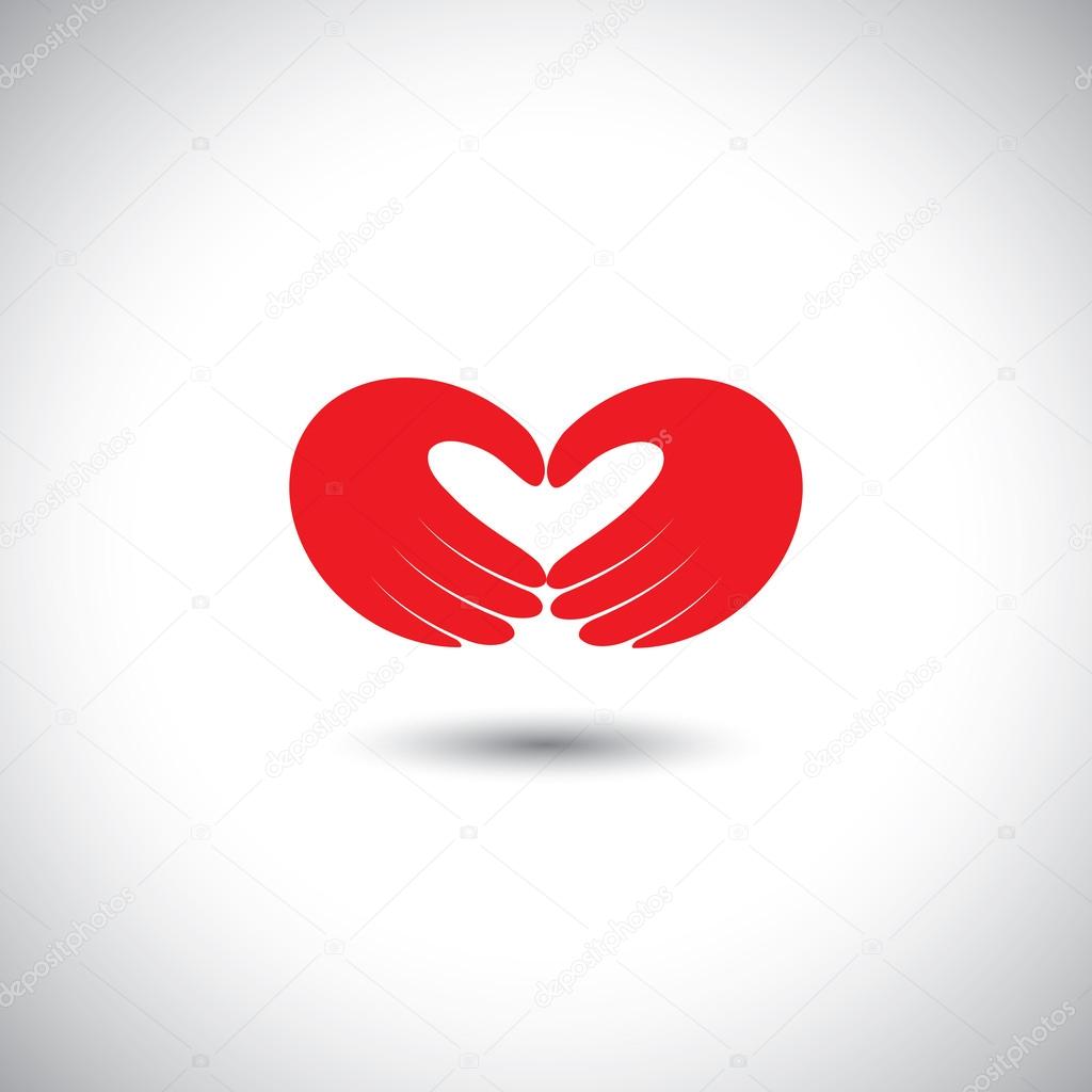 Hands forming heart symbol - couple in love concept vector