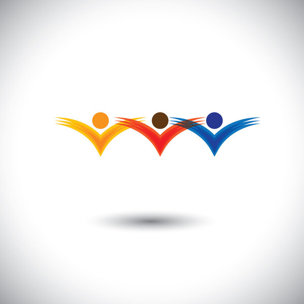 дети и взрослые, играющие и развлекающиеся в школе - концептуальный вектор
