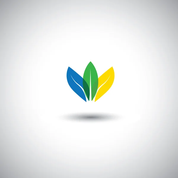 Belles icônes de feuilles colorées représentant la conservation - vecteur — Image vectorielle