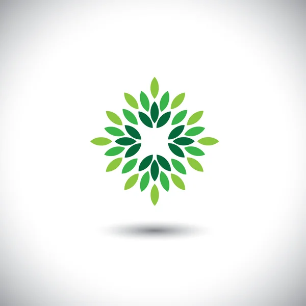 Stylized vector green leaves icon arranged in pattern - eco conc — Stock Vector