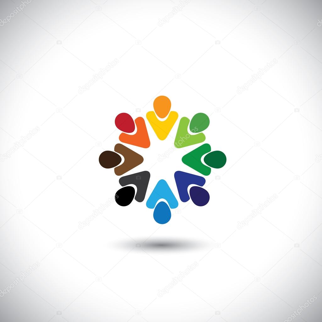 abstract colorful people together as circle - concept vector