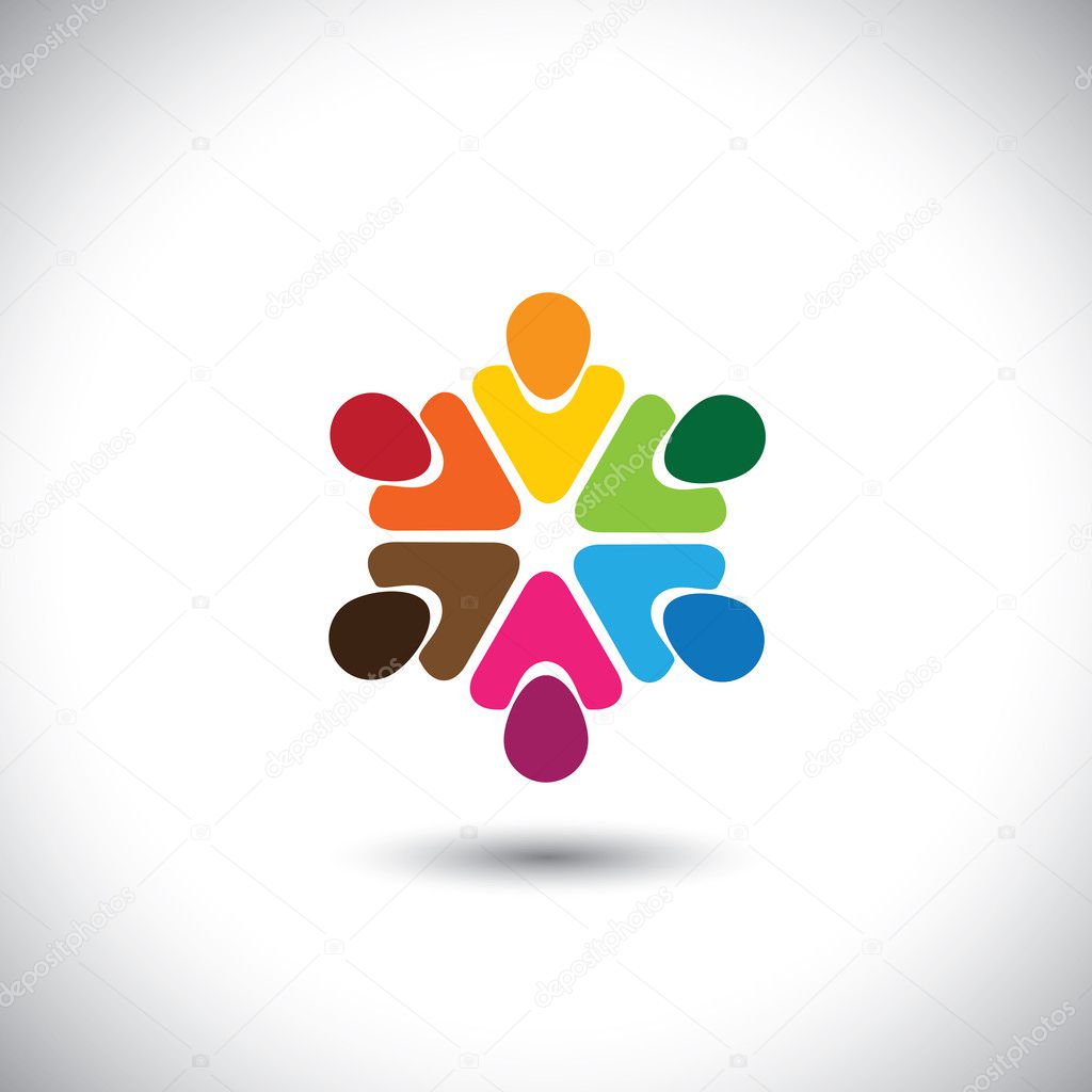 team of colorful people as circle - concept vector of teamwork.