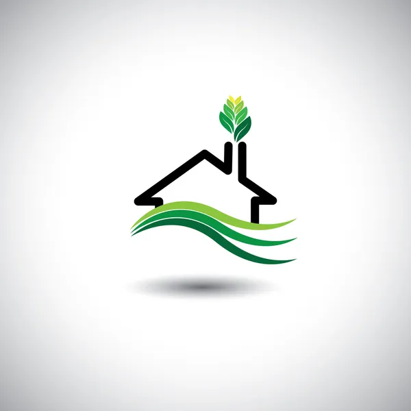 Icono de vector concepto de hogar ecológico — Vector de stock