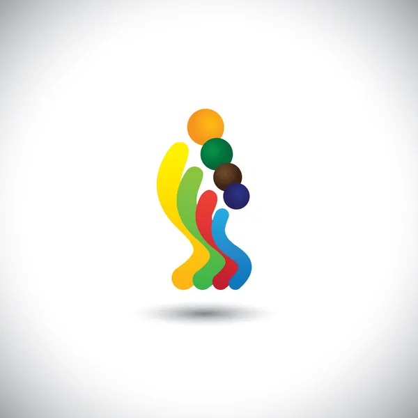 Abstracte kleurrijke familie van vier personen pictogrammen — Stockvector