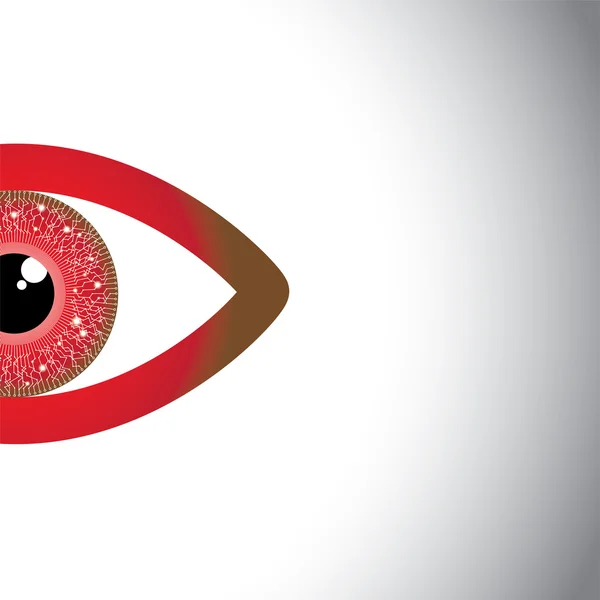 Vetor de conceito de olho de observação - belos olhos meio vermelhos . — Vetor de Stock