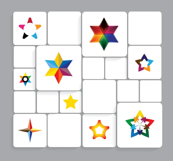 Colorful stars vector icons collection set. — Stock Vector