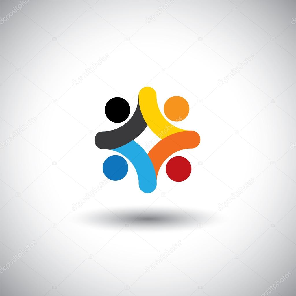 Concept of community unity, solidarity & people icons - vector g