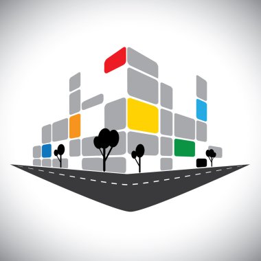 Vector Icon - ticari ofis şehir skyli Binası yüksek katlı