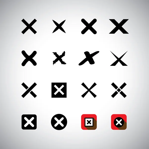 Vector icons set - cross marks, wrong choice or selection — Stock Vector