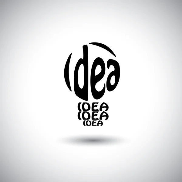 Icono de idea de bombilla abstracta usando palabras - concepto gráfico vectorial — Vector de stock