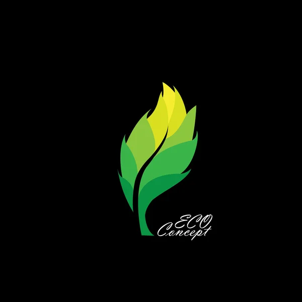 green leaf icon with dark & light shades - eco concept vector