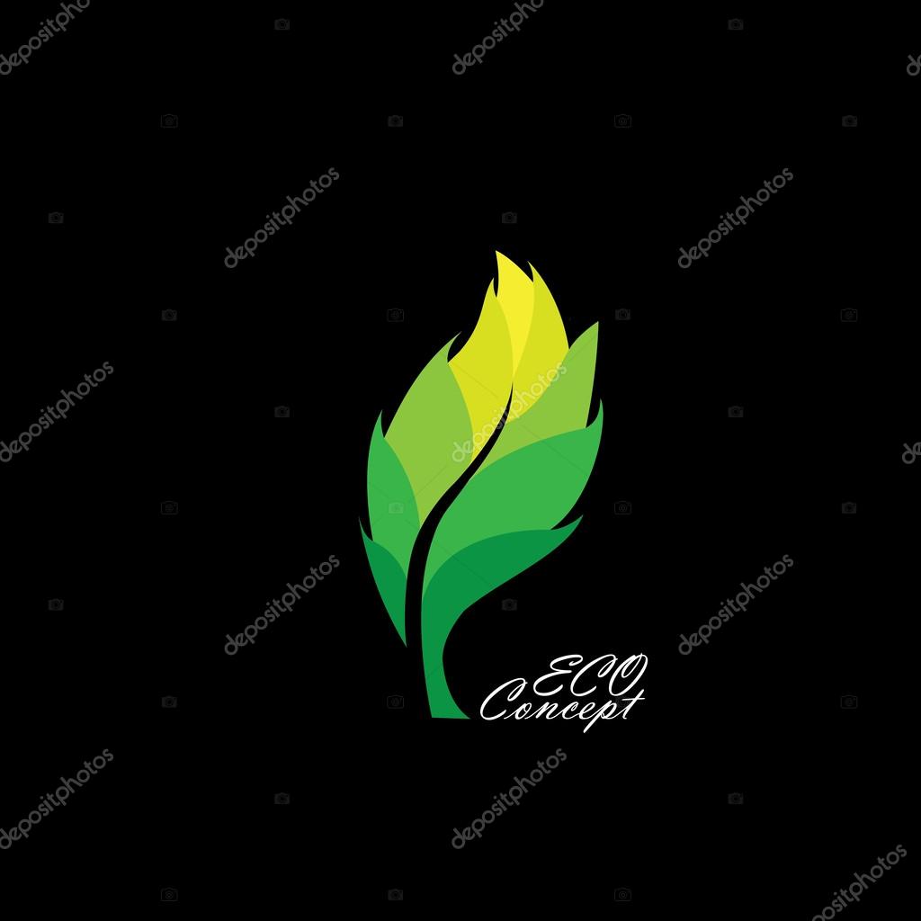 Green leaf icon with dark & light shades - eco concept vector. This logo template also represents environmental protection, nature conservation, eco friendly, renewable, sustainability, nature loving