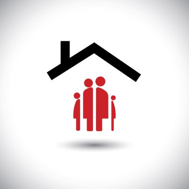 mutlu aile & ev simgesini kavramı vektör