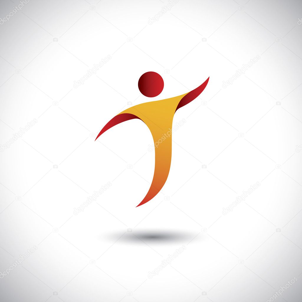 Icon for activity like dance, spin, fly - concept vector graphic. This illustration also represents person dancing, yoga, aerobics, acrobatics, gymnastics, sports, etc