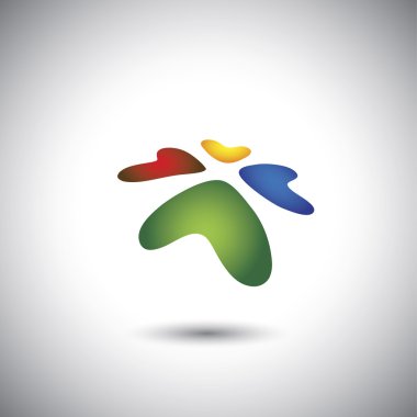 dört renkli kalp sembolleri veya simgeler - vektör grafiği