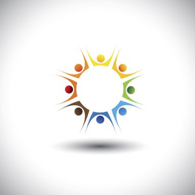 coşkulu, heyecanlı çocuk veya çocuklar oynarken - kavram vektör 