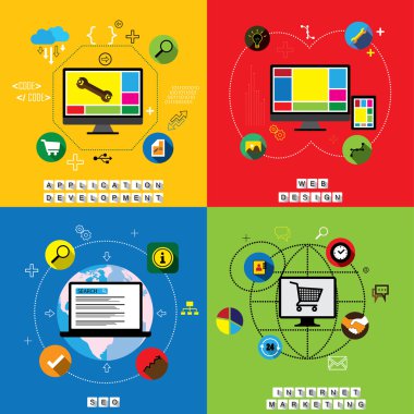 Web sitesi tasarım, uygulama & app geliştirme ve düz tasarımlar
