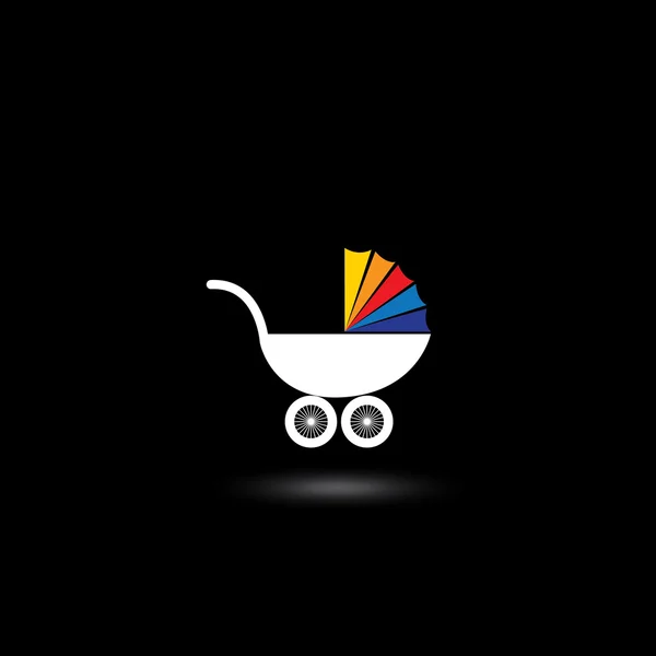 Pram for infants nad kids vector icon with colorful top — Stock Vector